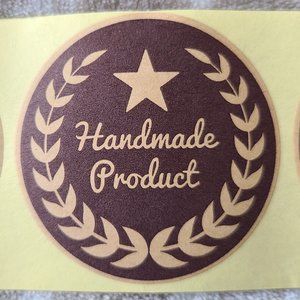50 HANDMADE PRODUCT Sticker Label 2"